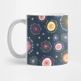 Fantasy flowers, dots, and stars Mug